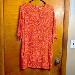 Retro pink and orange shift dress